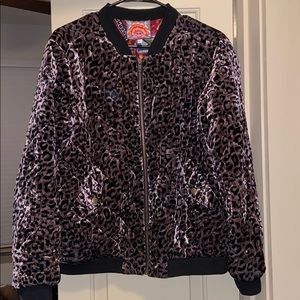 Johnny Was Leopard Velvet Bomber Jacket